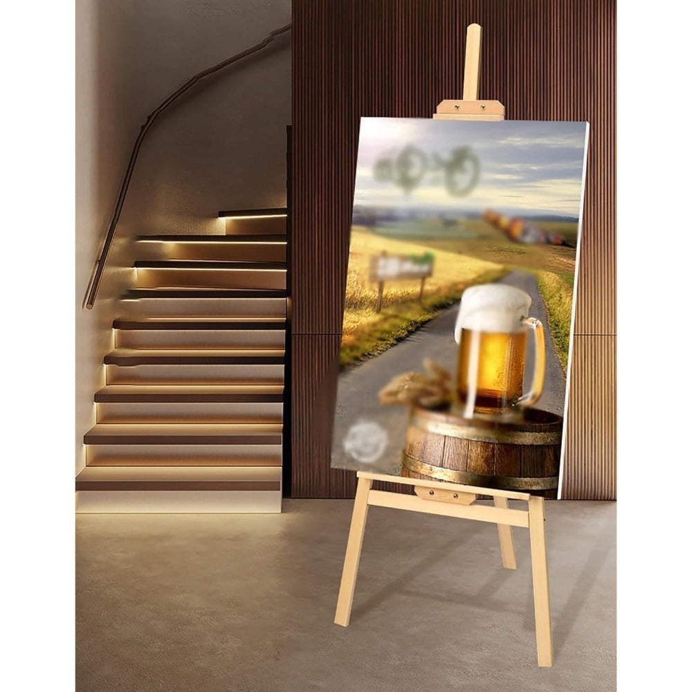 Caballete de madera para piso,Caballete de piso ajustable,Soporte de arte Caballete de arte de madera para pintura,Caballete de exhibición Caballete de soporte(L 120cm/145cm/170cm/)Color: Original Wood Color