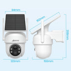 2 cámaras de seguridad solar ANRAN inalámbricas para exteriores, cámara WiFi 2.4G para seguridad del hogar con panel solar fijo, PTZ 360° para vigilancia doméstica, detección de humanos PIR, visión nocturna en color, comunicación bidireccional, color blan
