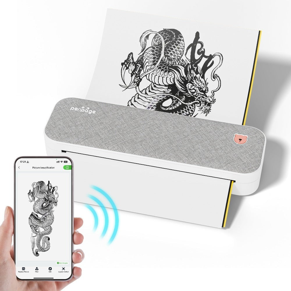 Peripage A40, Mini Impresora, Impresora Térmica Portátil, Soporta 20.98cm X 29.69cm Carta US, Impresora Móvil Inalámbrica Sin Tinta para Viajes, Compatible con Android e iOS, Imprime Docs, Papel de Tatuaje