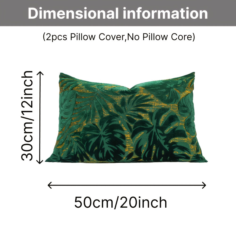Juego de 2 fundas de almohada de terciopelo grueso, funda de cojín decorativa para sofá con plantas tropicales, funda de almohada suave y cómoda, varios colores disponibles, 45.72x45.72cm, 50.8x50.8cm, apta para sala de estar, sofá, dormitorio (sin rellen