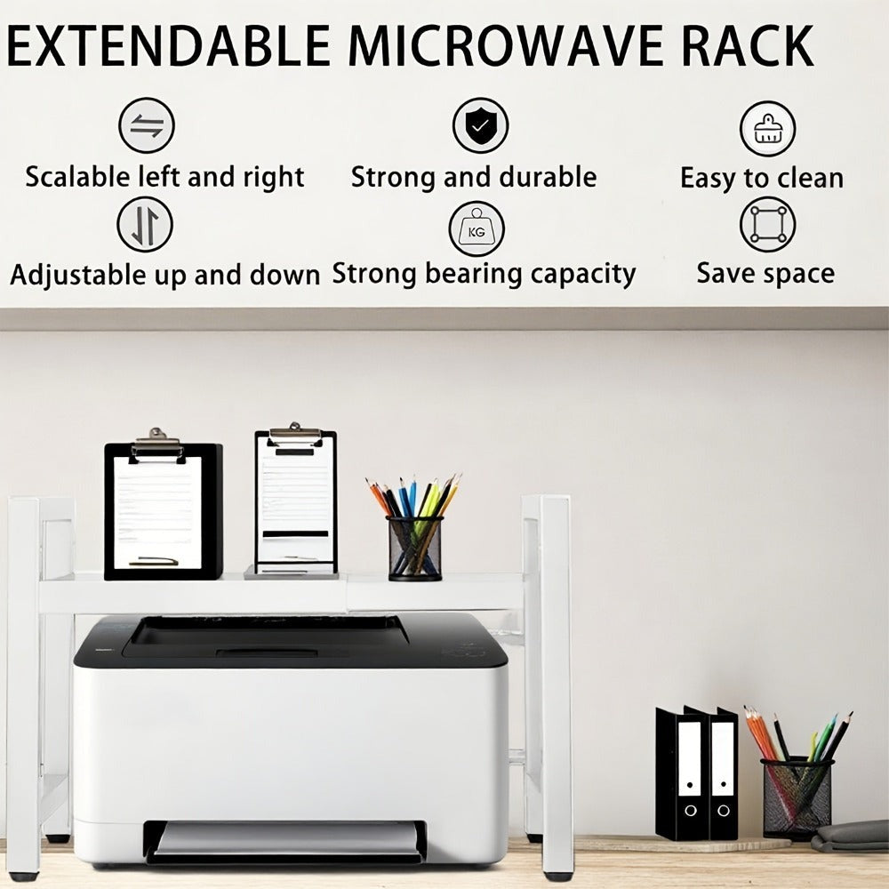 Soporte para impresora de 2/3 niveles - con 3 ganchos, soporte para tabla de cortar y portalápices, diseño expandible, adecuado para el hogar y la oficina, puede contener fotocopiadoras y escáneres (Negro, Blanco)