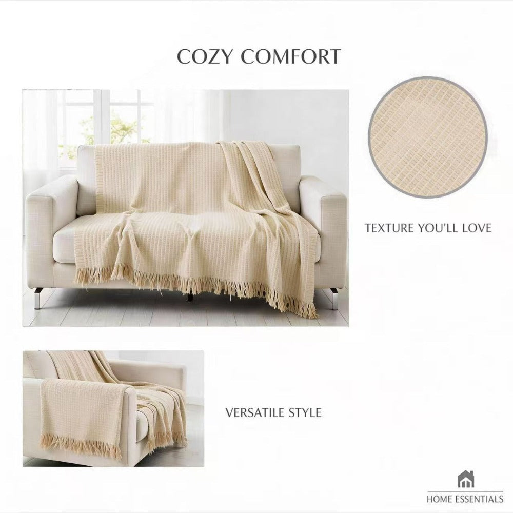 Colcha Multiusos de Algodón para Sofá y Cama, Manta Multiusos Four Seasons con Flecos, Cubresofá Elástico y Transpirable, Protector de Sofá Cubrecama Moderno