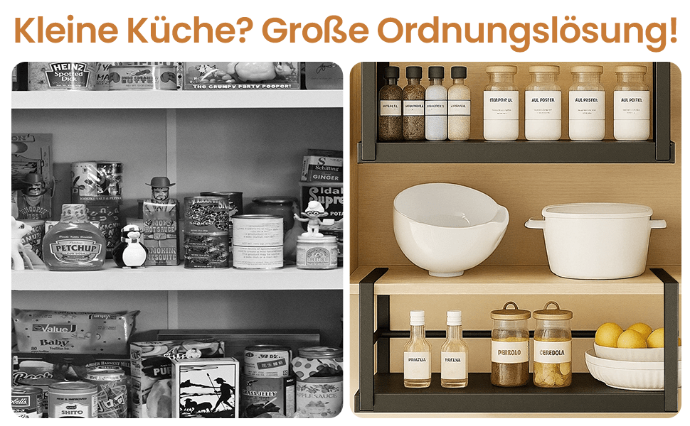 Estante de almacenamiento ajustable para colocar debajo del mueble, organizador de cocina expandible de 45 a 63 cm, estante colgante de metal para especias, frascos, cuencos, organizador que ahorra espacio para cocina, despensa o baño, estantes multiusos