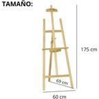 Caballete Pintura Plegable | Atril para Pintar de Madera de Pino 175 cm | Altura e Inclinación Regulable | Ideal para Exposiciones Niños y Adultos | Ligero y fácil de plegar