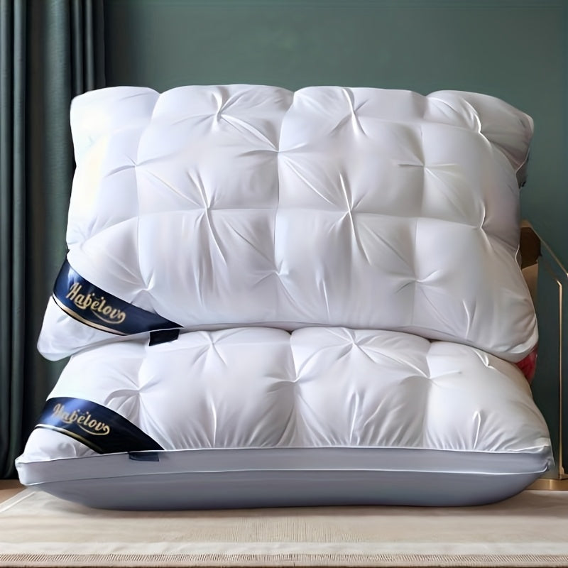 1/2 piezas Almohada de lujo tipo hotel para cama - Diseño ergonómico para quienes duermen de espalda, de lado y de estómago, solo lavado a mano, multiusos para el hogar y viajes, sueño cómodo, diseño de almohada elegante, relleno de alta densidad de 1000g