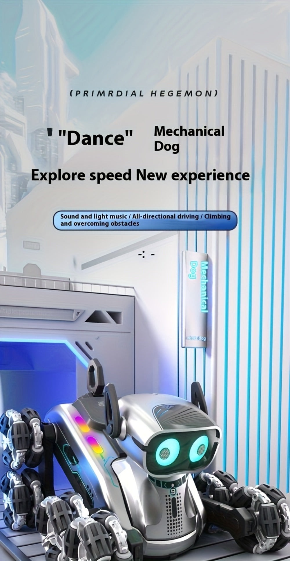 Robot Perro Espacial Mecánico más Nuevo de 2025 con Control Remoto y Tracción en 8 Ruedas, Apto para Fiestas, Espectáculos de Acrobacias - Juguete de Robot de Plástico Duradero, Mascota Electrónica para Juego al Aire Libre, Construcción Robusta, Acrobacia