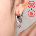 Pendientes de aro clásicos de moda para damas, 925 de plata de ley, sencillos, elegantes, diseño calado exquisito, pendientes exquisitos para damas, perfectos para viajes diarios, un regalo perfecto de recuerdo de vacaciones para ti y tus amigos, con caja