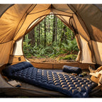 Colchón de camping inflable para una persona con almohada 190x58x5 cm XXL. Colchoneta de camping inflable ligera y colchoneta de camping en azul marino. Colchón de camping duradero con acolchado ergonómico en forma de diamante. Colchón de aire para una pe
