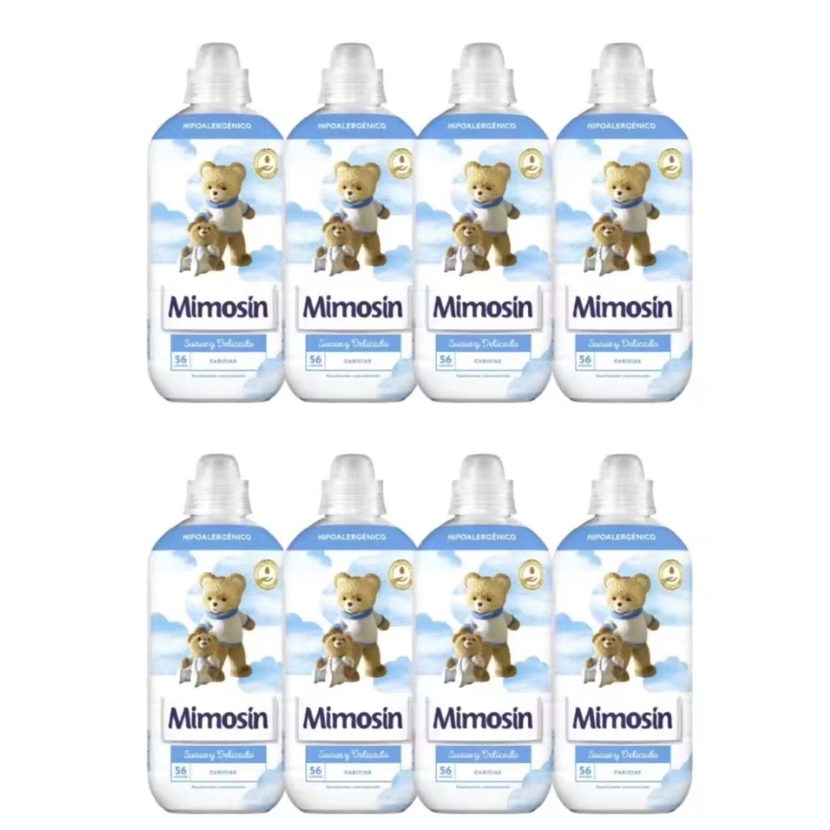 PACK de 8 - Mimosín suavizante concentrado extra fragancia Azul Vital fresh 8 botellas de 56 dosis- Mimosín suavizante concentrado hipoalergénico Suave y Delicado Caricias- Concentrado Sueño de Jazmin