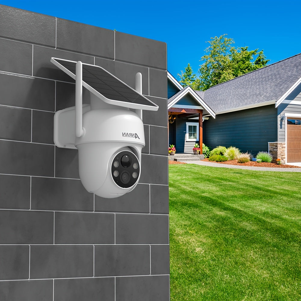 ANRAN Cámaras de Seguridad Solares Inalámbricas para Exteriores, Foco con Alta Luminosidad, Sistema de Energía Solar Integrado, Detección de Movimiento Humano PIR, Funcionalidad Pan-Tilt de 355°, Conectividad de Audio Bidireccional