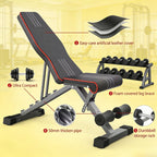 1 Banco de Halteres Plegable y Ajustable - Taburete de Fitness para Entrenamiento de Peso que Ahorra Espacio para Gimnasio, Entrenamiento Físico, Ejercicio Corporal y en Casa - Diseño Compacto, Portátil y Ergonómico