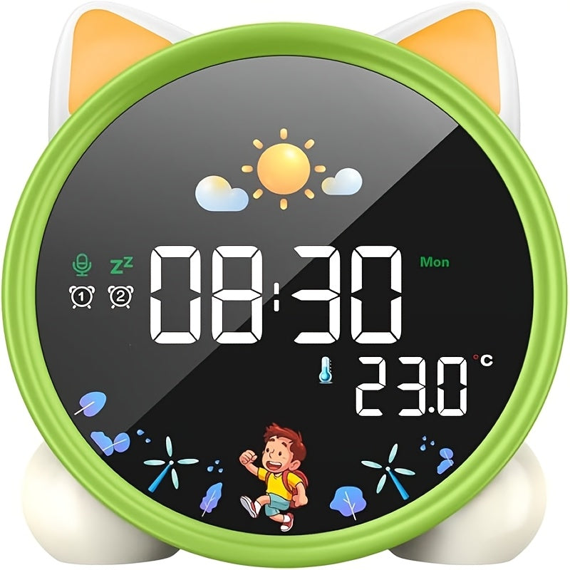 Reloj Despertador Lemnoi para Niños, Entrenador de Sueño para Niños y Niñas, Reloj Despertador Infantil con Pilas, Cuenta Regresiva, Función Snooze, 3 Niveles de Brillo