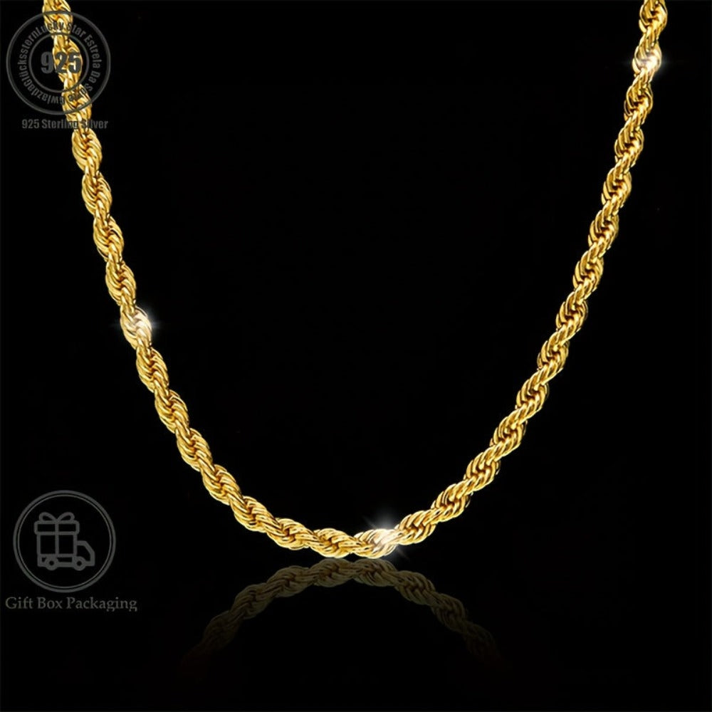 Collar de plata 925 para mujer, collar estilo cadena, collar de cadena retorcida, regalo de San Valentín, moda y fácil, regalo de luna de miel para el Día de Acción de Gracias para ella, viene con una caja de regalo de boutique