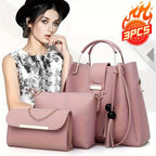 Conjunto de 3 bolsos de moda y versátiles para mujer con borlas de perlas, bolso tote de gran capacidad, bolso de mano exquisito y ligero, que satisface las necesidades del desplazamiento diario y los viajes, ideal para regalos de cumpleaños
