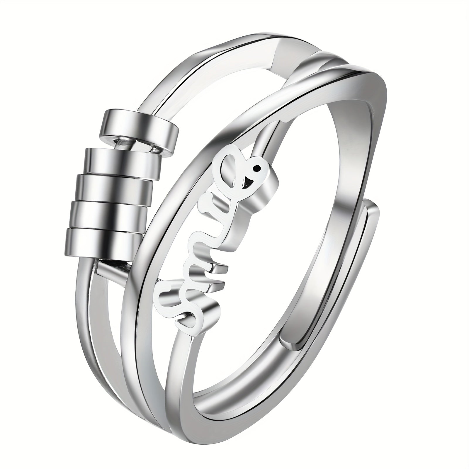 Anillo de ansiedad para mujer, anillo giratorio de acero inoxidable, anillo de meditación ajustable