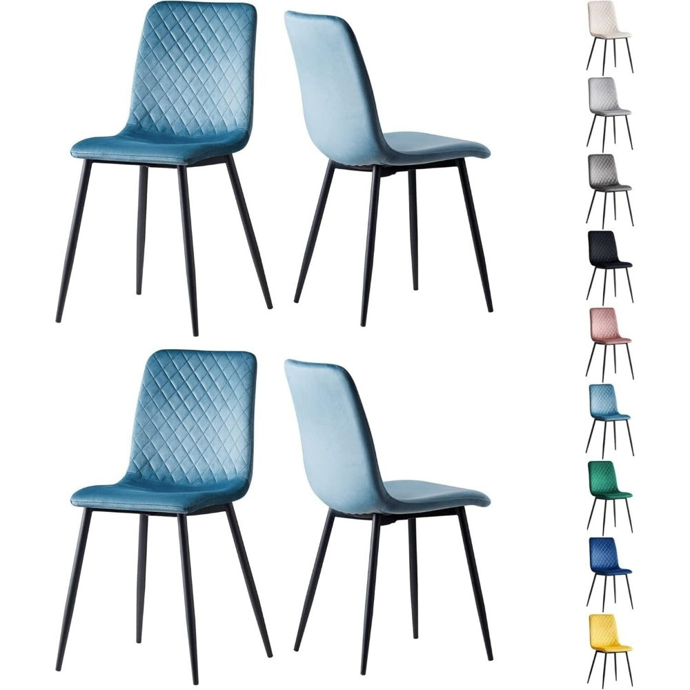 Sillas de comedor MCC Direct en conjunto de 4 piezas Hechas de terciopelo, patas de metal, sillas Lexi, sillas de diseño