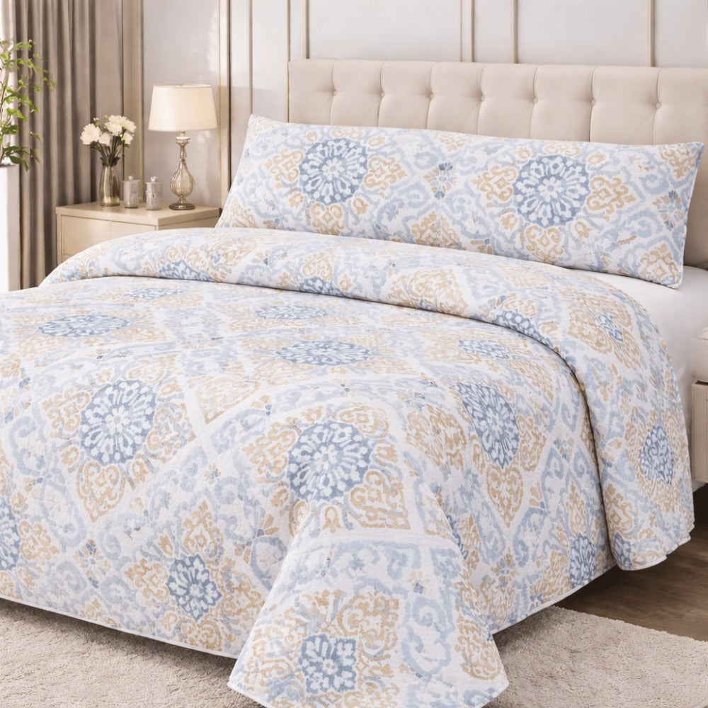 Edredón Ligero Estampado de Verano, Colcha Pinsonic de Microfibra Reversible Bouti, Cubrecama Moderno con Patrón en Relieve Transpirable para Todas las Estaciones, Decoración de Dormitorio para Primavera y Verano (Sin Fundas de Almohada) para Todas las Ta