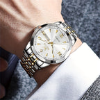 OLEVS Reloj para Hombre Clásico Analógico Cuarzo Cronógrafo Negocios Vestir Relojes de Diamantes de Imitación Elegante Lujo Acero Inoxidable Fase de Luna Calendario Relojes de Hombre Relojes De Hombre Esfera Azul/Negro/Blanco/Gris
