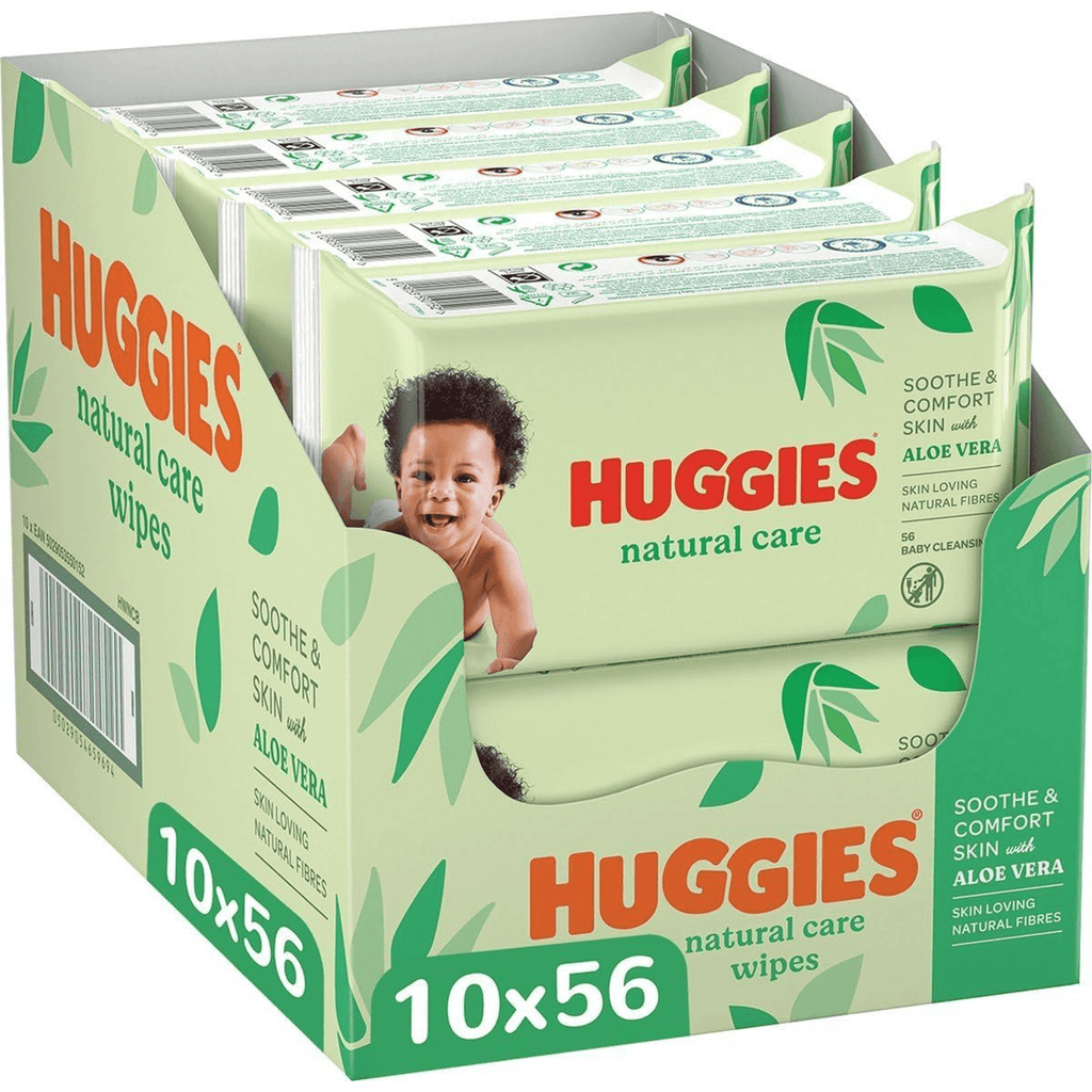 Huggies Natural Care Toallitas Bebé, Toallitas Húmedas, 99% Agua Pura y con Aloe Vera, Limpieza Delicada de la Piel