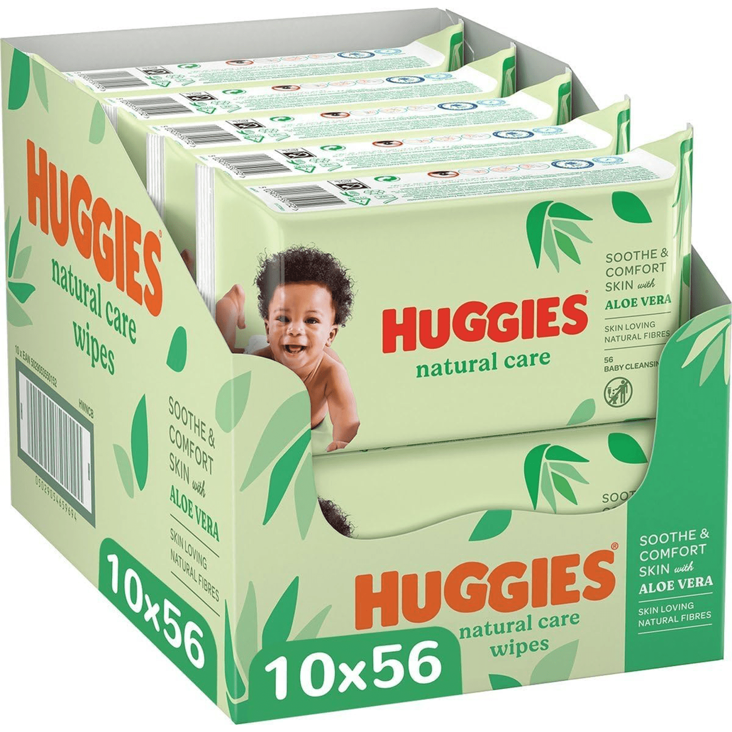 Huggies Natural Care Toallitas Bebé, Toallitas Húmedas, 99% Agua Pura y con Aloe Vera, Limpieza Delicada de la Piel