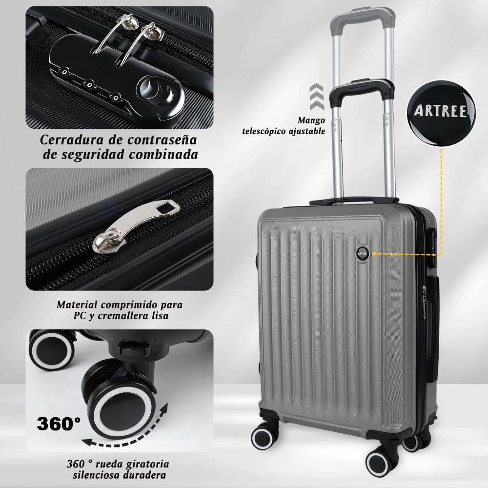 Maleta De Cabina Exclusiva Para Vuelos Europeos, Ideal Para Vacaciones De Verano Y Viajes A La Playa. Dimensiones Precisas De 55×40×20 Cm, Diseño Rígido Resistente Con 4 Ruedas Giratorias 360°, Tirador Telescópico Suave Y Cerradura De Seguridad. Ligera Y