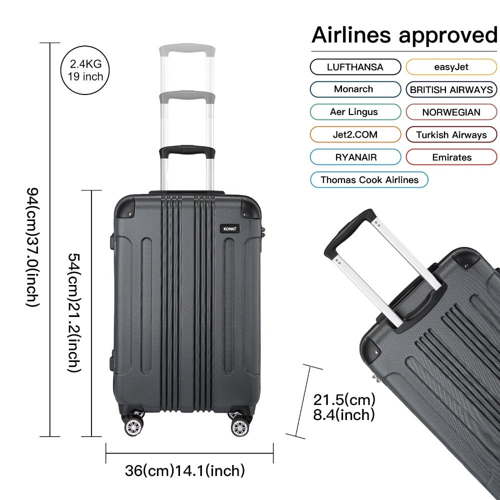 Maleta de embarque de carcasa rígida ABS 55x35x20cm, carrito de viaje, equipaje de mano de cabina, 33L, regalo de Black Friday, Día de Acción de Gracias, Navidad