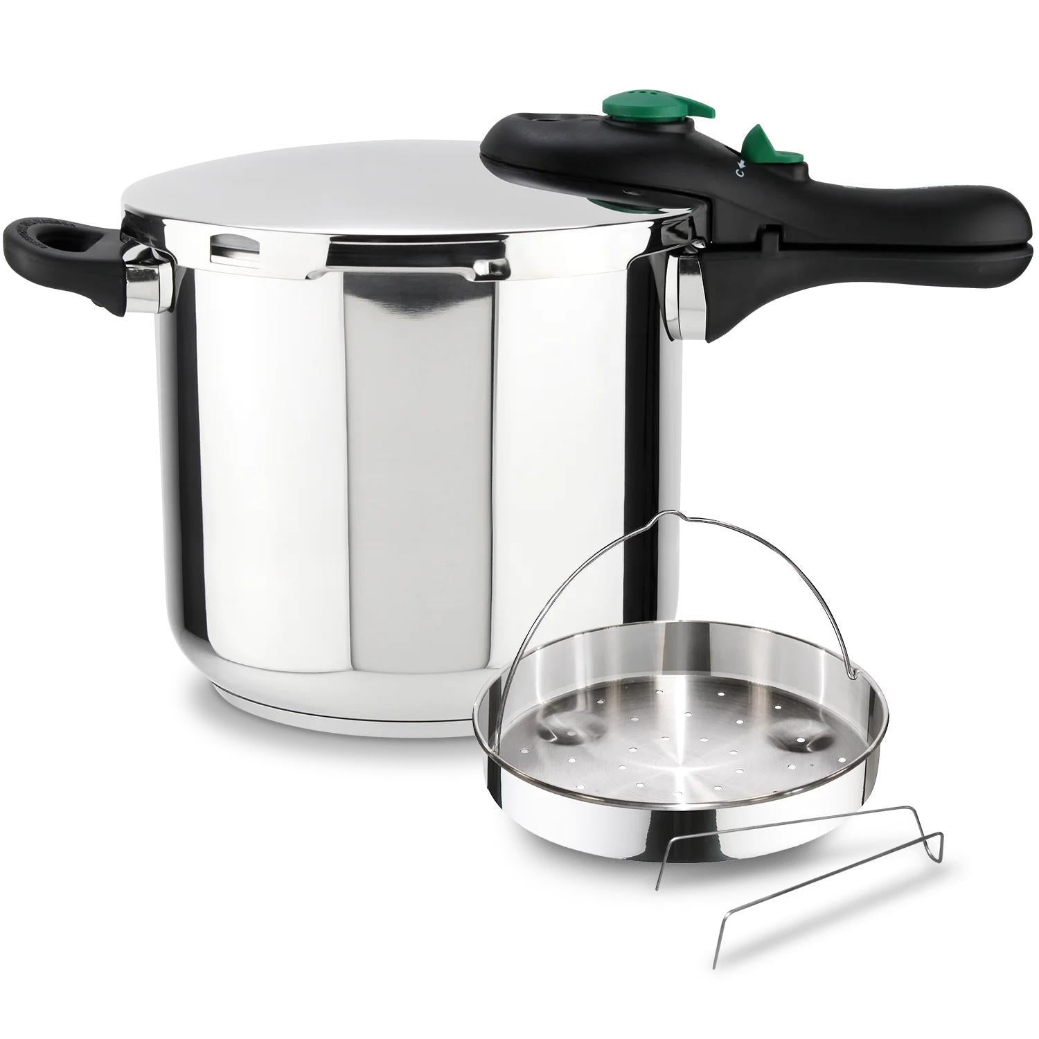 Magefesa DYNAMIC - Juego de Olla Express Rápida + Cestillo, Acero Inoxidable 18/10, Eficiencia Energética, Todo Tipo de Cocinas, Inducción