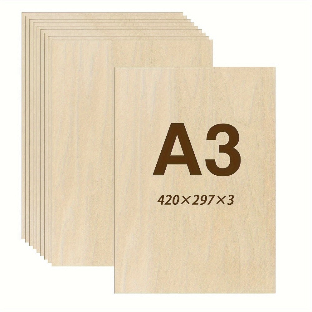 18 hojas de madera contrachapada de madera reciclada de formato A3 grande, 3 mm de grosor (420x297mm/16.5x11.7in) - Ideal para corte láser, mecanizado CNC, manualidades y pintura - Compatible con impresoras y plotter - Paneles para proyectos de carpinterí