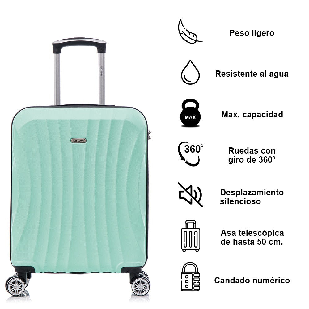 Maleta Cabina ABS 55x40x20cm (44L)- 20 Pulgadas - Negro/Azul/RosaDorado/Plateado/Amarillo/Rojo/Turquesa/Verde/Menta/Morada