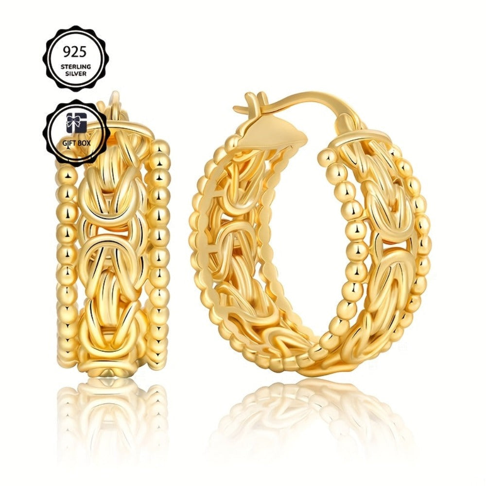 ARTPAGE Un Set de Aretes de Aro para Mujer Hechos de Plata 925, Elegantes y Sofisticados, Ideales para Diferentes Eventos, un Excelente Regalo para Mujeres, Ya sea para el Día de San Valentín, Cumpleaños, Día de la Madre o Navidad, Viene con una Caja de R