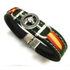 Pulsera De Cuero Figura Estribo y Figura Caballo | Bandera De España | Complementos de Moda Unisex