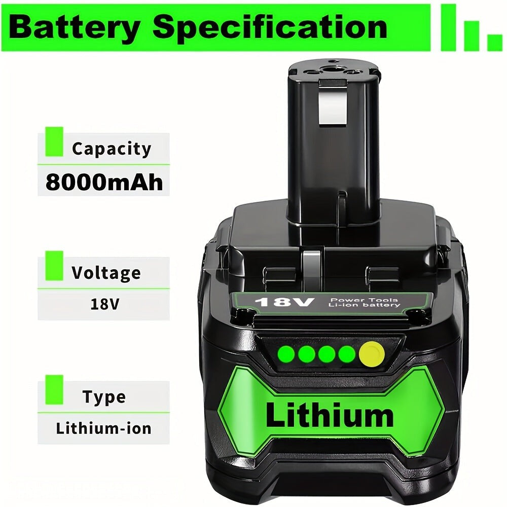1-4 Paquete Batería de Reemplazo de 8.0Ah para Ryobi 18V, Baterías de Ion de Litio de 18 Voltios para Herramientas Inalámbricas Ryobi One 18V P108 P107 P105 P104 P103 P102 con Indicador