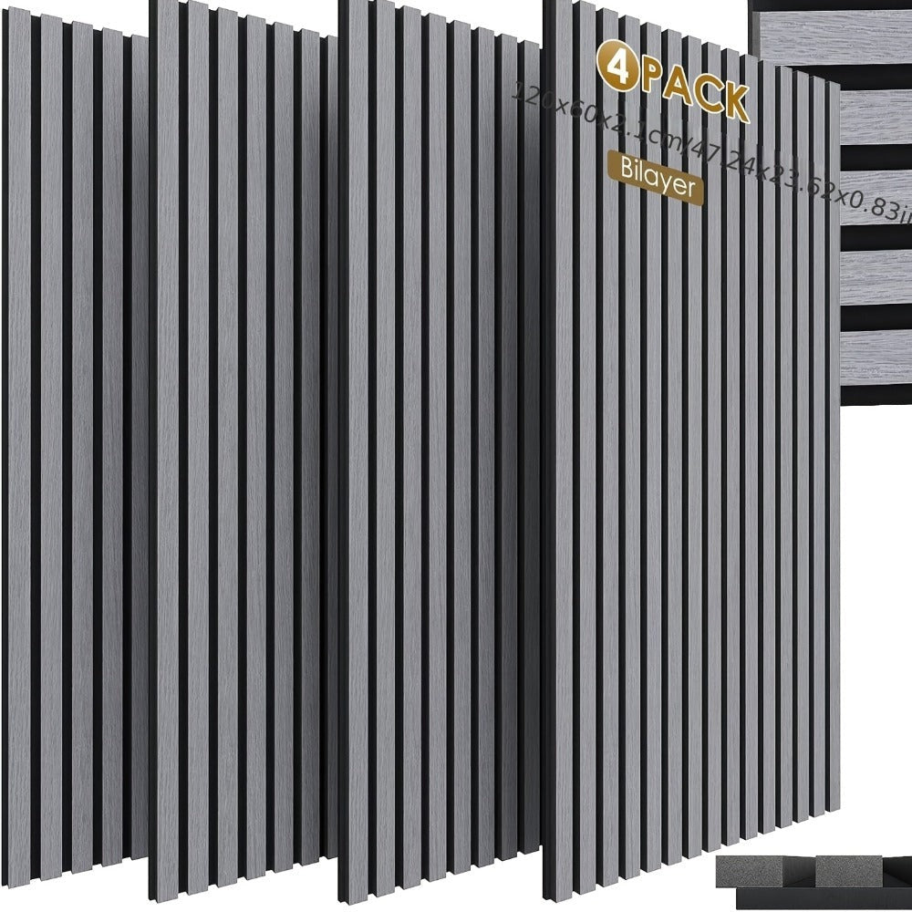 4 paneles acústicos 3D de 120X60X2.1Cm, 2.88Sqm - 4 piezas, paneles de pared con aspecto de madera, materiales de aislamiento acústico, revestimiento de pared para aislamiento acústico eficaz, con aislamiento acústico de fieltro, para estudio de grabación
