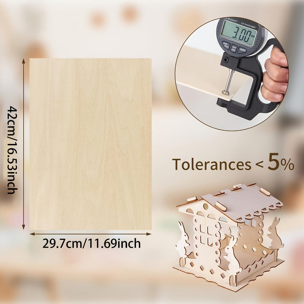 9/36/49 piezas de madera contrachapada de abedul | Paneles de madera artesanal de alta calidad de 420×297×3 mm, grano de madera natural, superficie lisa, robustos y estables, ideales para grabado láser, corte CNC, tallado de madera, artesanía, modelismo -