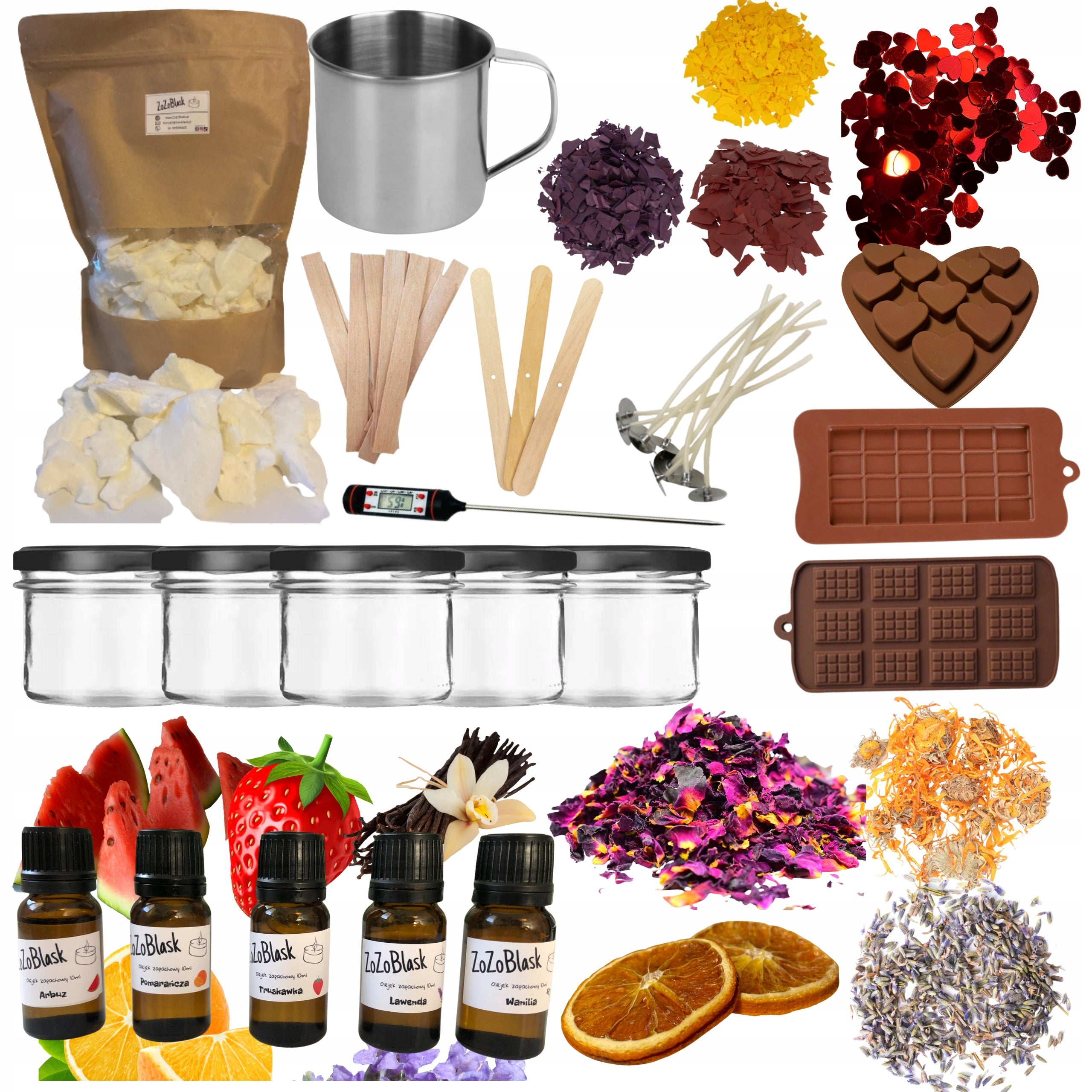 SET PARA LA CREACIÓN INDEPENDIENTE DE VELAS XXL DE SOY | CERA DE SOY | ACEITE DE AROMATIZANTE | CUEROS Y CORDONES | MOLDES DE SILICÓN | INSTRUCCIONES DE PDF GRATIS | REGALO DE SAN VALENTÍN