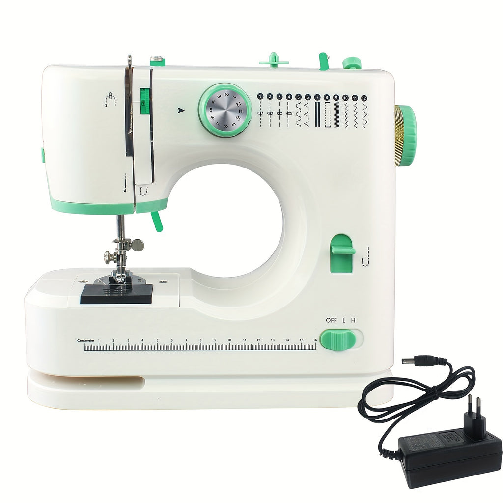 Máquina de coser compacta de 12 puntadas para uso doméstico con pedal, versión EU