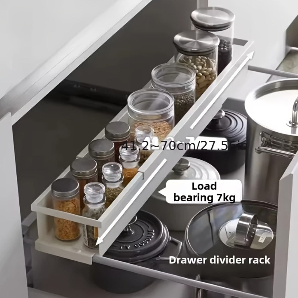 Estante de Especias Expandible, Estante de Metal Multifuncional, Estante de Almacenamiento Retráctil para Varios Botellas y Frascos en la Cocina - Estante de Platos de Un Solo Nivel, Orden y Arreglo, Uso Multiusos, Regalo Perfecto para el Día del Padre