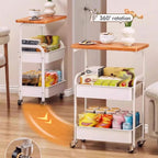 Carro móvil, Carrito de Almacenamiento de 3 Niveles, Marco de Acero, con Mango, 2 Frenos, Montaje fácil, para Dormitorio, lavadero del baño fruta.