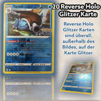 20 Cartas Originales de Pokémon Reverse Holo Brillante, Cartas Raras de Pokémon Alemanas Holográficas Reverse de Varios Conjuntos Actuales + Protección de Envío Heartforcards®
