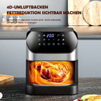 Freidora de Aire XXL de 8L con Ventana de Visualización, Freidora sin Aceite, Temperatura Ajustable 80°C-200°C, 10 Perfiles con un Toque, Control Digital, Cesta Antiadherente, Freidora de Aire Estilo Ninja