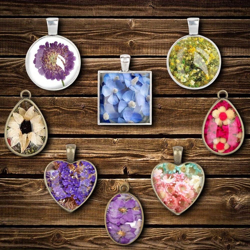 Kit de moldes de resina para joyería con bandejas para colgantes, 30 piezas de colgantes de 5 estilos y 1 molde de silicona para fundir joyería de epoxi para manualidades de colgantes y creación de regalos de joyería DIY