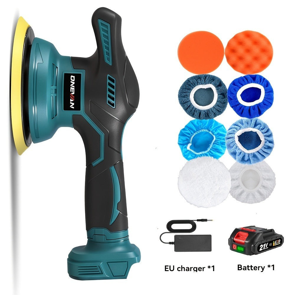 Pulidora de 21V, Disco de Lijado de 150mm para Detallado Automotriz con Funciones de Pulido y Encerado, 2500-7000 RPM, Herramienta Eléctrica para Autos y Muebles, Limpieza de Paredes y Baños, Compatible con Batería Yofidra