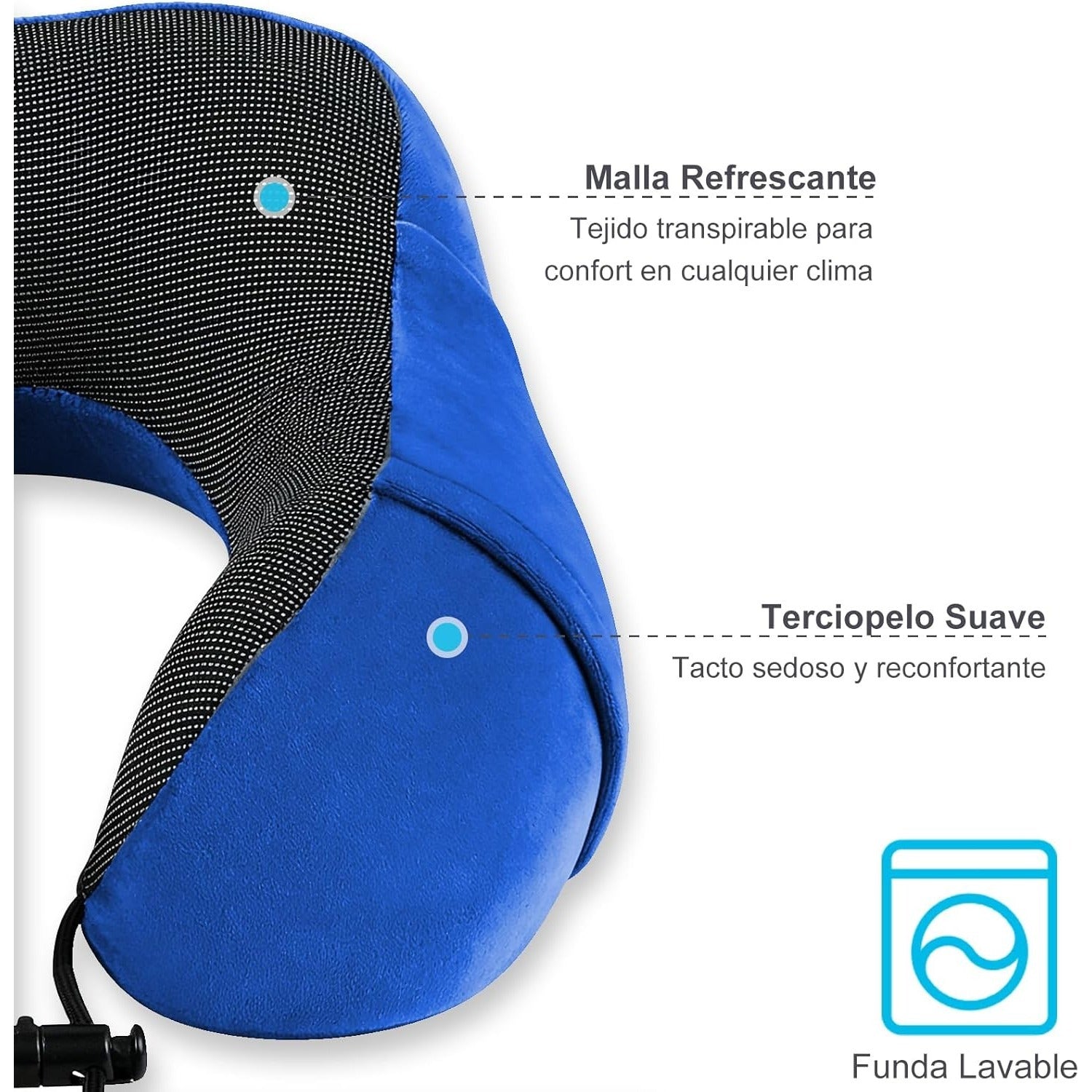 Una Almohada Cervical Ergonómica en Forma de U con Bolsa de Almacenamiento, Espuma de Memoria con Tecnología de Rebote Lento, Funda Lavable a Máquina, Ligera y Portátil para Avión, Oficina y Hogar, Apoya Cuello y Cabeza, Ideal para Siestas, Lectura y Ver