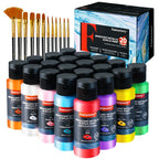 20 Piezas Set de Pintura Acrílica Metálica Perlada con 12 Pinceles, Kit de Pintura Brillante y Luminosa para Tarjetas de Fiestas, Decoración de Regalos, Proyectos de Arte para Adultos, Manualidades de Acción de Gracias, Creación de Tarjetas de Año Nuevo