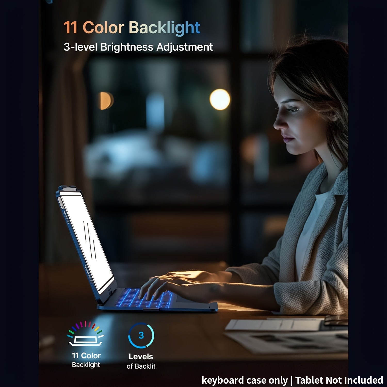 Funda con teclado giratorio para iPad para escritura, estudio y trabajo móvil