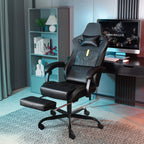 Silla de Juego y Oficina, Silla de Computadora con Reposapiés, Reposacabezas y Soporte Lumbar, Silla Ergonómica, Silla Giratoria y Ajustable en Altura, Opciones en Gris, Beige, , Marrón y Verde
