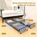 Caja de Almacenamiento Debajo de la Cama con Ruedas - Contenedor Organizador a Prueba de Polvo de Gran Capacidad, Adecuado para Edredones, Ropa, Juguetes y Diversos Artículos, con Ruedas para un Fácil Acceso, Asa Plegable para un Fácil Transporte, Solució