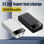 Suministro de Energía Móvil de Gran Capacidad de 50000mAh, con Pantalla LED, Linterna y Reserva de Energía de Emergencia, Carga Rápida de 22.5W - Luz de Camping para Exteriores, Adecuada para Teléfonos, Android y Dispositivos Digitales, Regalo de Vacacion