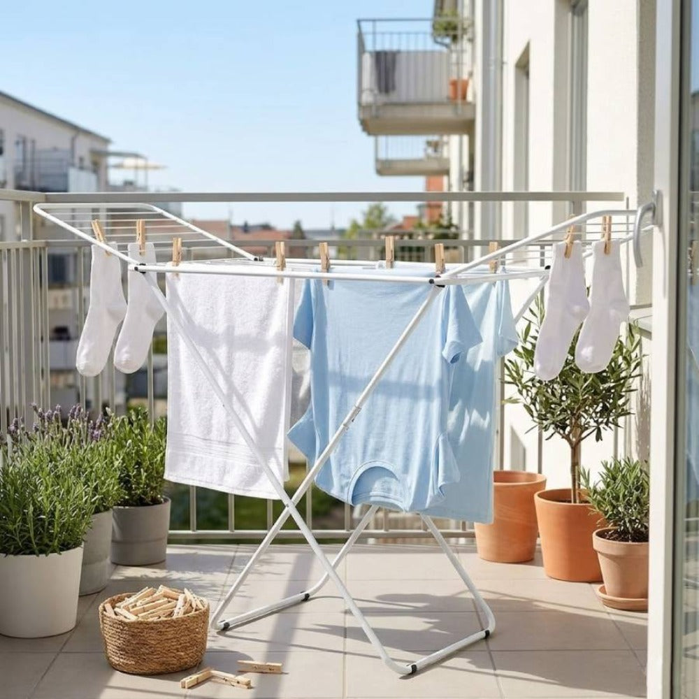 tendedero Plegable metálico, 20 Metros Espacio de tendido, Soporte para Tender Ropa, Patas Antideslizantes (Plateado, 52 x 102cm)