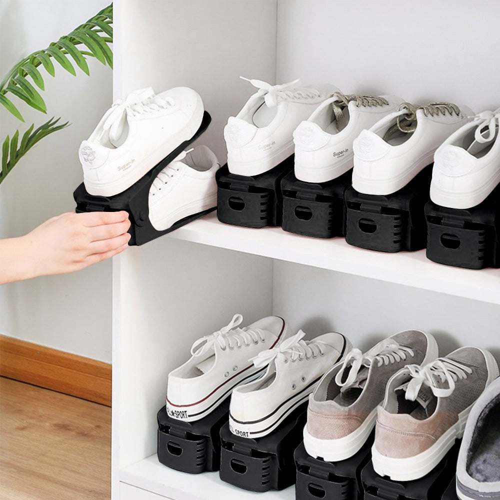Juego de 30 estantes de plástico ajustables para zapatos, organizador de zapatos, con altura ajustable en 3 posiciones